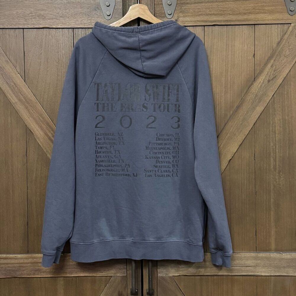 NEW Taylor Swift THE ERAS TOUR Washed Blue Hoodie sz XL ORIGINAL TOUR DATES